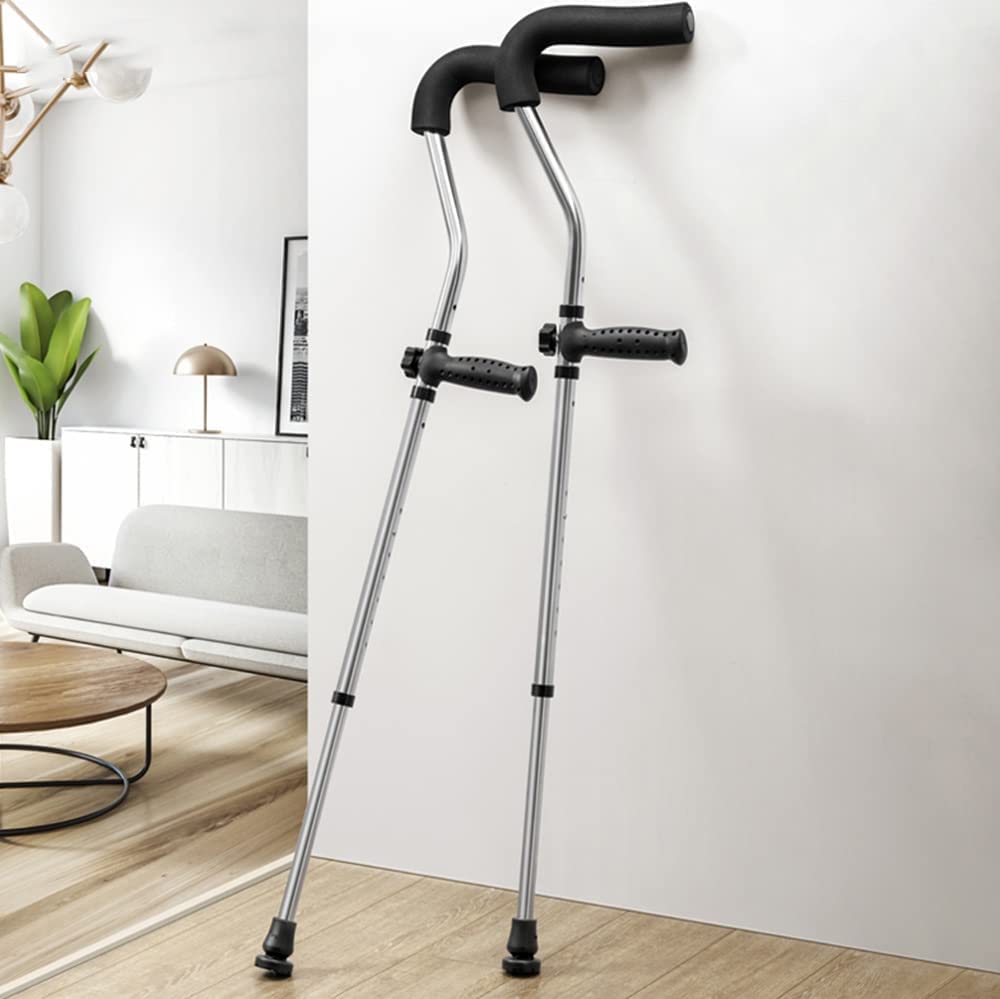PAASHE Muletas con Estilo Bastones Ligeros de Aluminio para Caminar con Almohadillas para Las Axilas Bastón para Caminar con Mango Ajustable y Bastones de Longitud