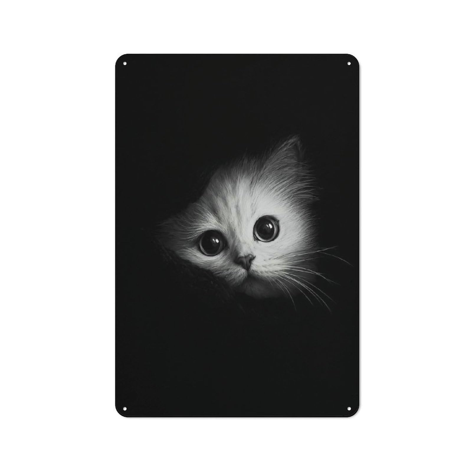 Peeking Kitten with Big Eyes Retro Printed Metal Sign 30x20cm for Kitchen Or Home Bar, for Garage, Workshop And Man Cave Decoration