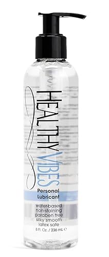 Healthy Vibes Sex Lube Long Lasting Water Based 8 oz (237ml) Sensitive Skin Anal Lube for Men, Women, and Couples | Paraben & Glycerin Free Intimate Personal Lubrication - 237 ml (Pack of 1)