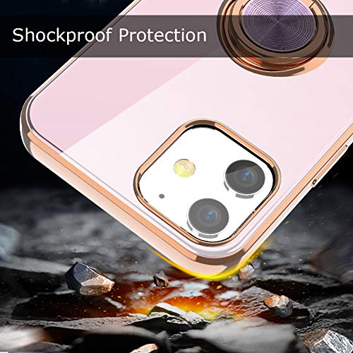 WATACHE for iPhone 12 Case,for iPhone 12 Pro Case, Crystal Clear Slim Fit Protective Case Cover with [Ring Holder Kickstand] [Magnetic Car Mount Feature] for iPhone 12/12 Pro 6.1 Inch,Light Purple - Thumbnail 6