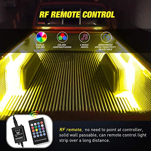Image of Nilight - TL-31 2PCS 60Inch RGB Truck Bed Light Strip Kit 180 LED RF Remote Control with On Off Switch Blade Fuse 2Way Splitter Extension Cable for Cargo Pickup Truck SUV RV Boat, 2 Years Warranty