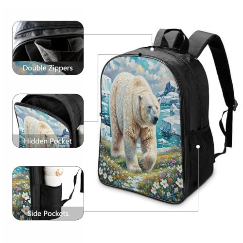 Sac à dos ours blanc à 2 compartiments pour grand étudiant et voyage