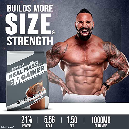 Image of Bigmuscles Nutrition Real Mass Gainer [5 Kg, Chocolate] 1000 Calories & Crude Whey 2kg