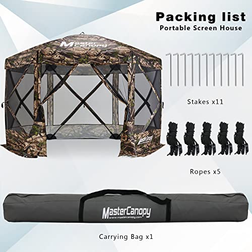 Image of MASTERCANOPY 12x12 Portable Screen House Room Pop up Gazebo Outdoor Camping Tent with Carry Bag (12x12,Camouflage)