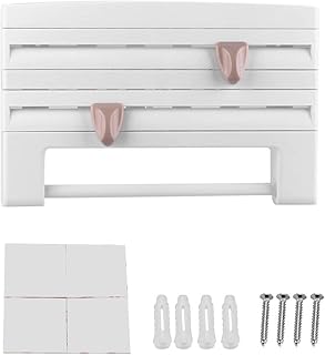Eastbuy Panier Sauce - Porte-Film, Panier de Stockage des Bouteilles de Sauce Murale, Porte-Papier, Distributeur de Film de Conservation, Blanc