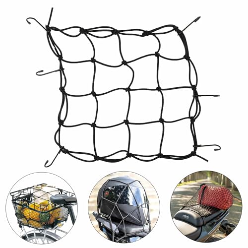 Pitlane Performance® Gepäcknetz 25x25 cm mit 6 Metallhaken Elastisches Helmnetz & Transportnetz, Universales Kofferraumnetz für Auto, Motorrad, Fahrrad - Sicherer Halt für Helme, Taschen & Gepäck