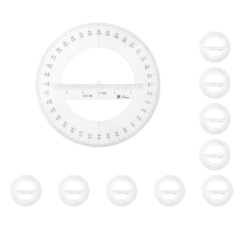 Lot de 10 Rapporteurs à 360 degrés pour mesurer les angles et dessiner 20 cm