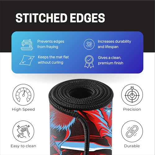 Image of Samurai Warrior Mouse Pad 11x23 Inch 2mm Extended Gaming Desk Mat with Anti-Slip Rubber Base Mousepad for Smooth Surface Desk pad for PC & Laptop Use Waterproof & Stiched (Multicolour) Deskpad