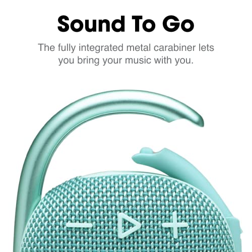 Image of JBL Clip 4, Teal - Portable Bluetooth 5.1 Speaker - Up to 10 Hours of Play - Waterproof & Dust Resistant - Includes Noise & Echo-Canceling Speakerphone
