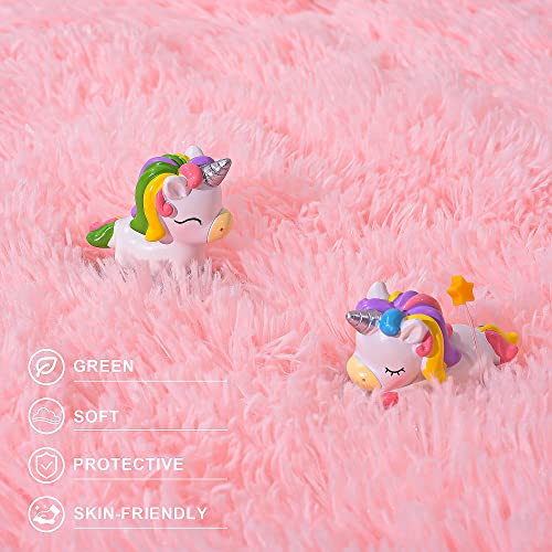 Foxmas Pink Fluffy Rug Super Soft Area Rug For Girls Bedroom, Kids Room Plush Shaggy Nursery Rug, Non-Skid Furry Throw Rug For Girls, Small Plush Rug Pink Carpet For Girls Room, 3X5 Feet #TOP7