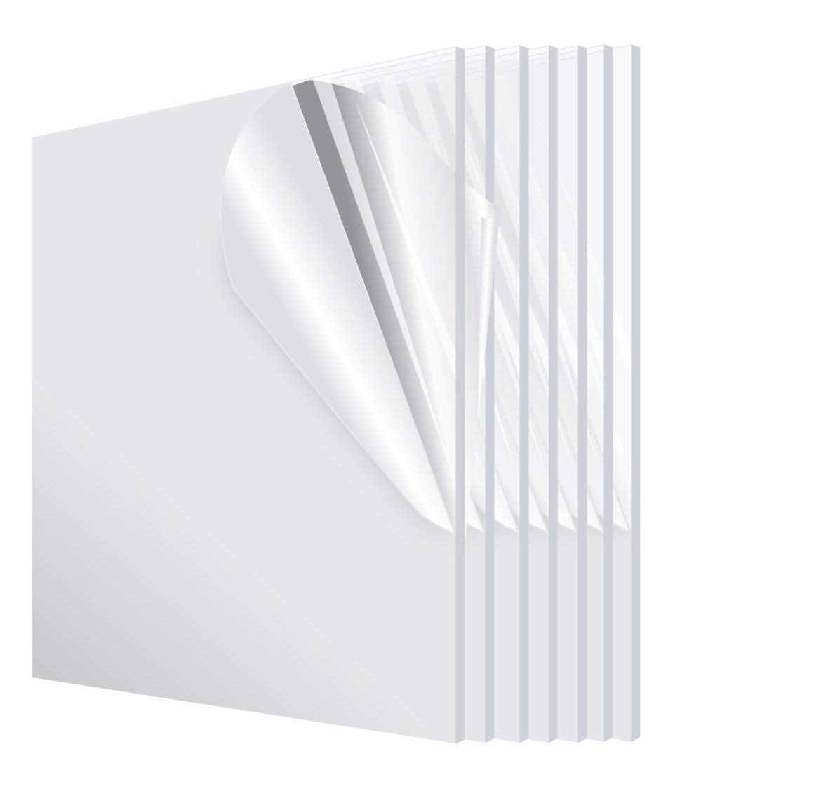 AdirOffice Acrylic Plexiglass Sheet 12’’x12’’ 1/8'' Thick - Transparent, Plastic Sheeting - Durable, Water Resistant & Weatherproof - Multipurpose & Ideal for Countless Uses – 6 Pack, Clear