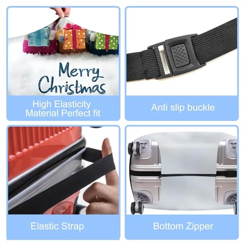 Image of Christmas Luggage Cover - Cute Gnome Travel Suitcase Protector, Waterproof & Stretchable Luggage Sleeve with Zipper for Holiday Travel,M
