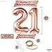 KatchOn, Big Rose Gold 21 Balloon Number - 40 Inch, 21th Birthday Decorations for Girls | Rose Gold Number 21 Balloon with Confetti Balloons | 21th Happy Anniversary Decorations