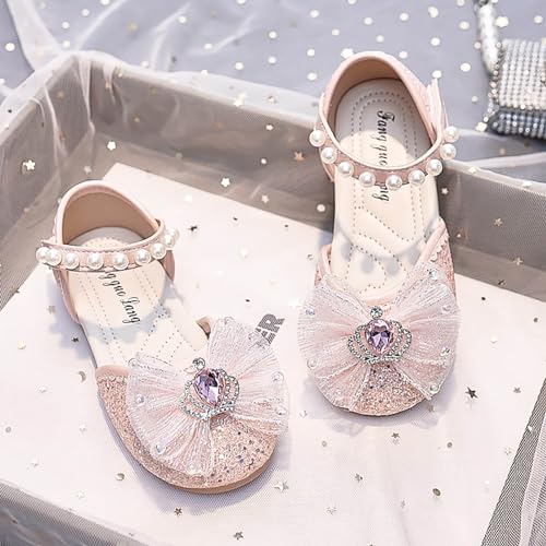 IWIHMIV Girls Sandals Close Toed Cute Bow Princess Girls Flat Sparkly Summer Soft Sole Non Slip Dress Shoes for Toddler4