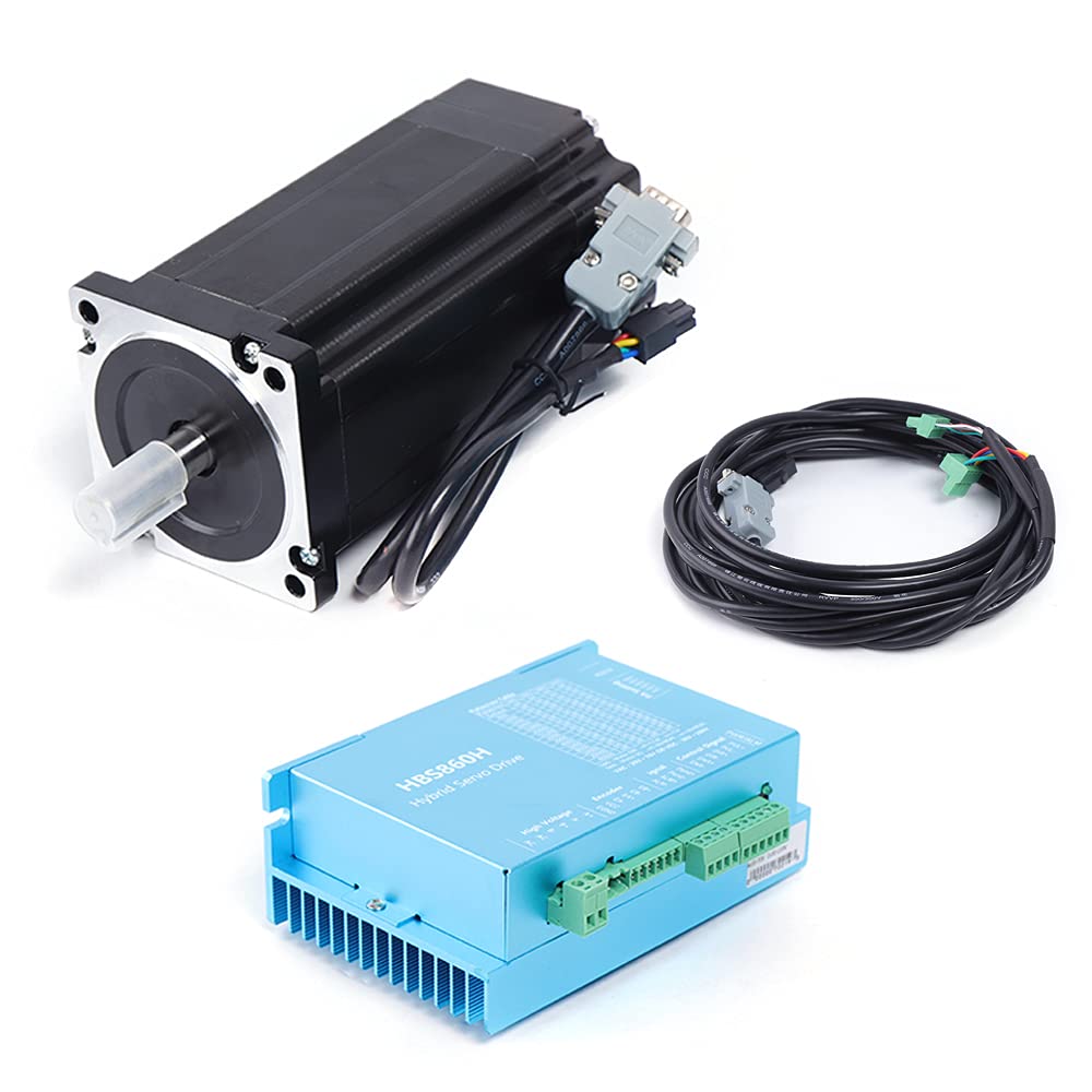 Nema34 - Kit motore passo-passo Closed Loop, 12 Nm 8A HBS86H Closed Loop Stepper Motor Driver DSP, set di azionamento motore passo-passo per macchina per incisione CNC, adatto per aggiornamenti del