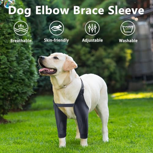 Image of Dog Elbow Protector Breathable Mesh Elbow Pads for Calluses, Dog Recovery Suit Elbow Sleeves, Dog Elbow Protector Elbow Pads, Adjustable Dog Knee Brace Elbow Joint Support Wrap (Black, 2X-Large)