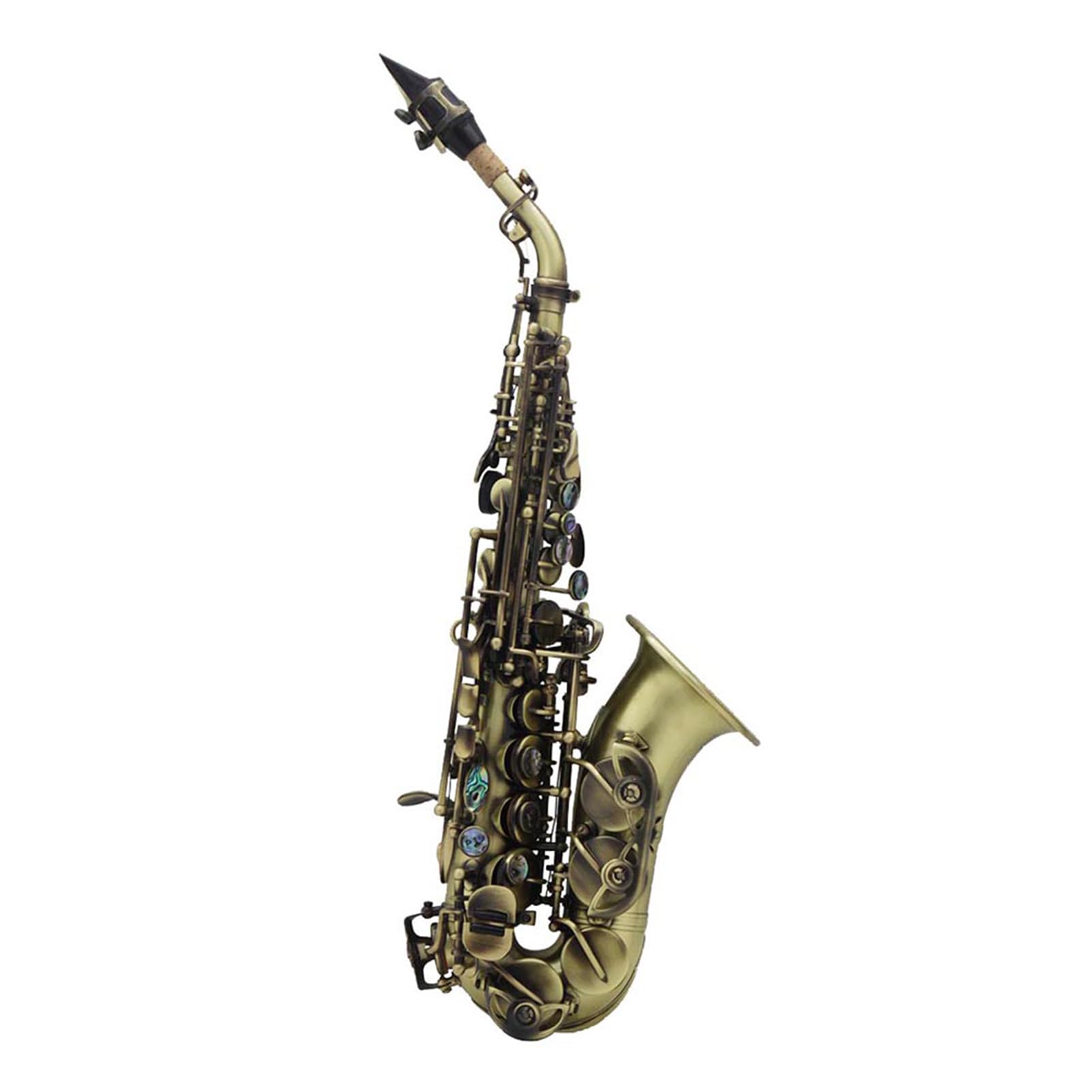 Karlak Sassofono Soprano in Sib di Alta qualità in Stile Vintage, Sax Ottone per Principianti, Musica Jazz, con Custodia per il Trasporto, Panno la Pulizia