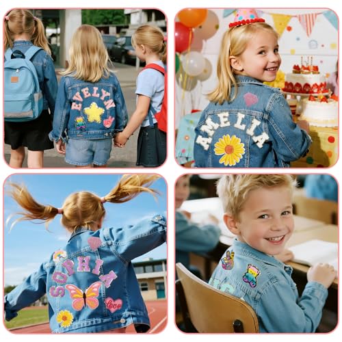 Personalized Jean Jacket with Names, Custom Denim jacket for girls and boys,Back to school clothes, Custom Long Sleeve Jean Jacket,1-8 Year Old Birthday Christmas Gifts2