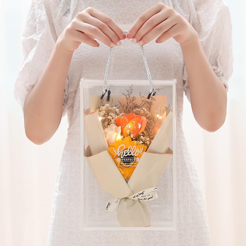 Set de ramo de flores de jabón con bolsa transparente y flores secas miniatura 4