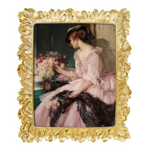 Image of 8x10 Vintage Picture Frames, Gold Picture Frame for Table Top Display and Wall Hanging Home Decor