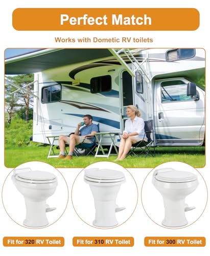 Image of RV Toilet Seal Kit Replacement for Dometic 300 310 320, RV Toilet Parts Includes 385311652 Base Seal & 385311658 Flush Ball Seal with Mounting Hardware, RV Toilet Replacement Parts for Camper Trailer