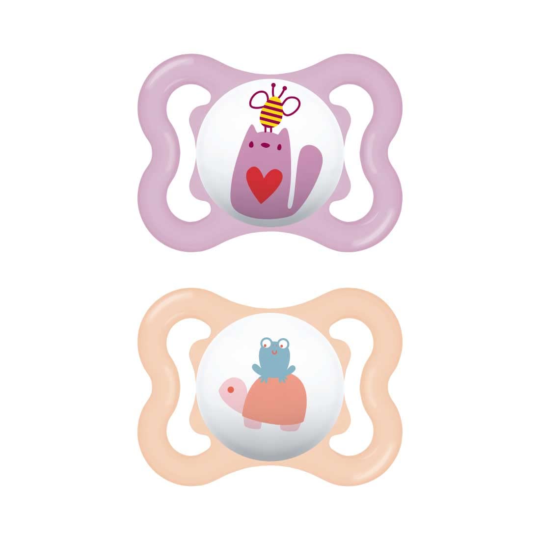MAM Air Ciuccio in Set da 2, in Silicone Skinsoft con Custodia Porta Succhietto, 2-6 Mesi, Rosa