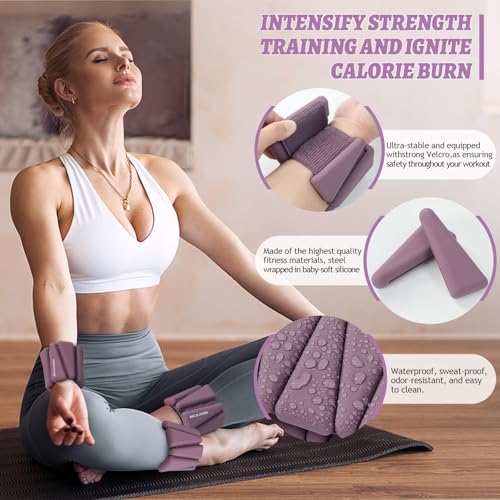 Image of BECOJADDE Ankle Weights Set of 2 (1 lb /2 lb /3 lb Each) Adjustable Wrist Weights for Women Men Wearable Arm Leg Weight for Pilates, Running, Walking, Workout, Yoga