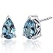 London Blue Topaz Pear Shape Stud Earrings Sterling Silver