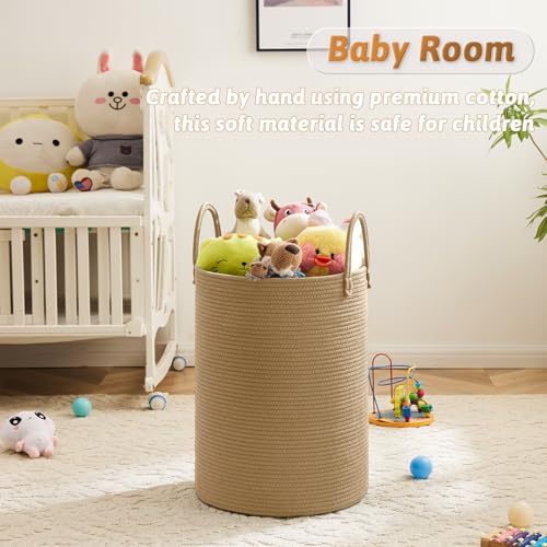 Image of Artfeel Laundry Basket,Woven Cotton Rope Laundry Hamper,80L for Decorative Storage of Dirty Clothes,Toys and Blankets in Bathroom,Baby Room and Living Room