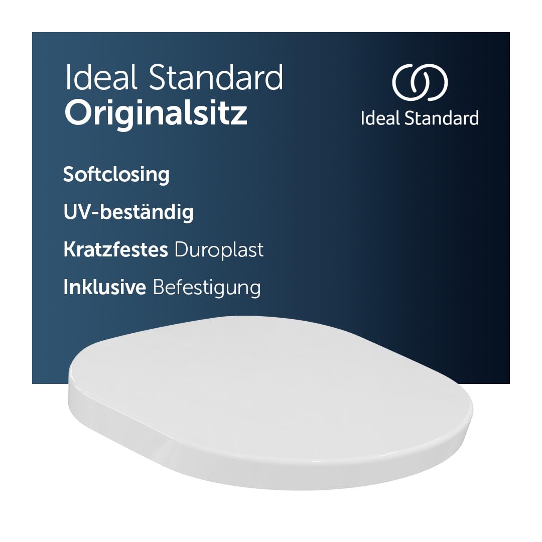Ideal Standard Tonic WC-Sitz Wrapover, rund – Weiß (Alpin) | Abnehmbarer WC-Sitz mit Absenkautomatik (Softclose) und robusten Edelstahl-Scharniere, K706101