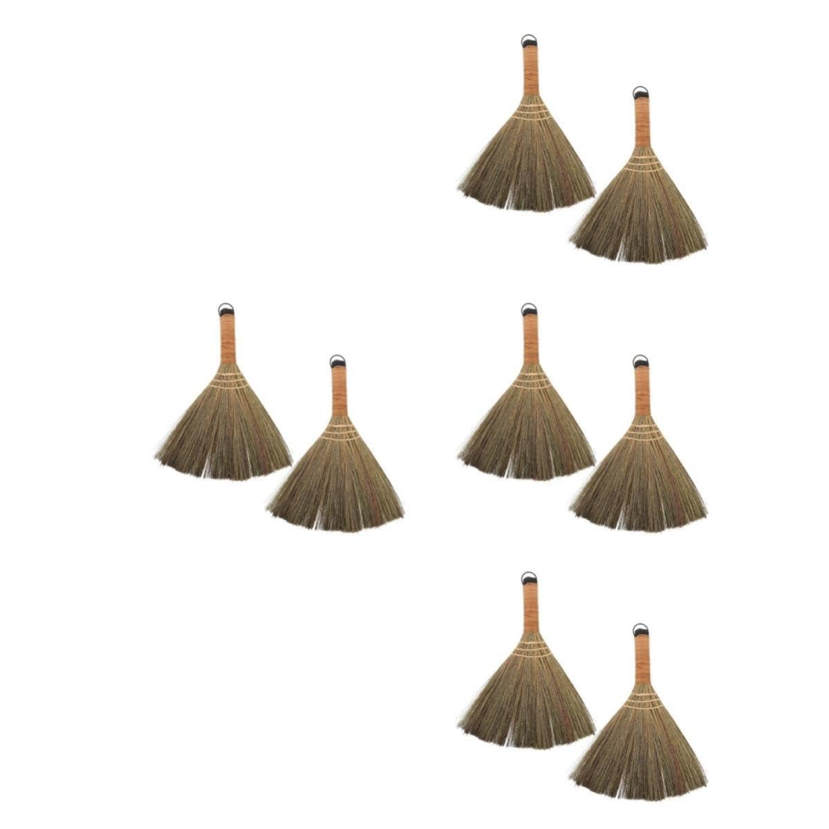Sewroro 8 Piezas Escoba de Mano Pequeña de Paja Natural para Limpieza Doméstica, Compacta y Práctica, Fácil de Almacenar para Cocina y Escritorio