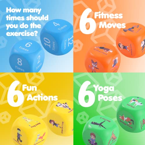 Fun Fitness Dice for Kids - Children's Workout Dice and Yoga Dice Set - Fitness Exercise Dice Game with Kids Yoga Poses - Childrens Foam Exercise Dice, Great Kids Exercise Equipment - Kids Ages 3+ - Image 6