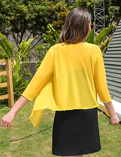 Image of Aiboria Womens 3 /4 Sleeve Shrug Sheer Mesh Bolero Tie Front Cropped Cardigan S-XXL