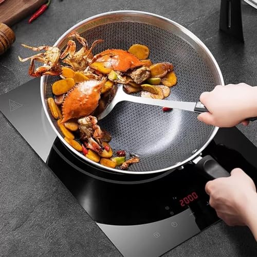 Wok durable de acero inoxidable con tapa y superficie antiadherente miniatura 2