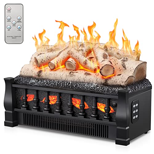 Image of Antarctic Star 21 Inch Electric Fireplace Log Heater Remote Control Realistic Flame Effect Ember Bed, Leaves Pattern, Overheated Protection, Adjustable Brightness&Speed, Indoor Use（750W /1500W）