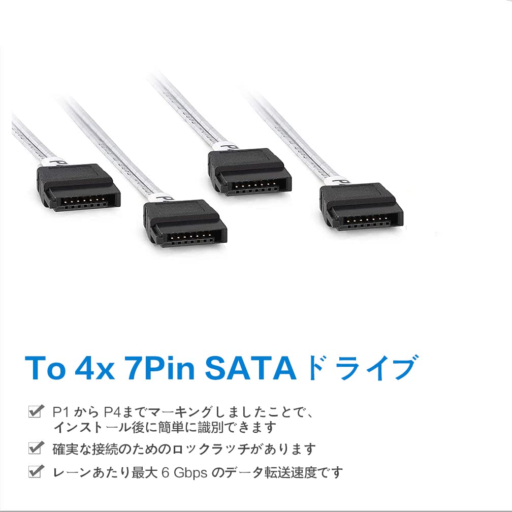 Amazon.co.jp: 10Gtek 内部 Mini SAS 36Pin(SFF-8087) オス to 4x SATA