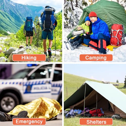 Image of 10 Pack Emergency Mylar Thermal Blankets - Gold&Silver 84 inchx52 inch Durable Space Blankets for First Aid, Survival, Camping, Hiking, Car Emergency Kit, Outdoor Camping Gear