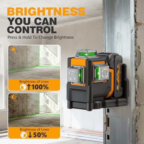 Image of Alloyman Max 20V Laser Level with Tripod, 3x360 Self-Leveling Laser level, 3D Lazer Leveler Tool for Construction, Picture Hanging with Strong Magnetic Bracket & Hard Carry Case