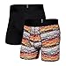 SAXX Underwear Co. Men's Underwear with Pouch Droptemp Cooling Cotton Boxer Brief Fly 2Pk, Back & Forth/Black, Medium