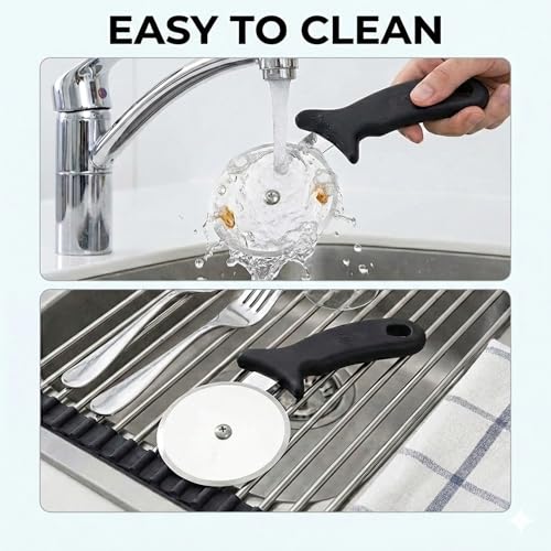 Image of Royal Stainless Steel Large Pizza Cutter | Premium Pizza Cutter - Ideal for Cutting Pizza /Sandwich /Breads /Burger /Paratha | Rotating Slicer