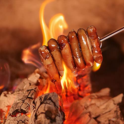 32" Heavy Duty Hot Dog Roasting Sticks for Campfire, Smores Sticks for Fire Pit Long, Marshmallows Skewers (4 Pack) - Image 6