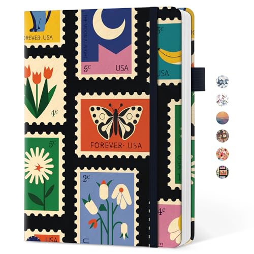 Taja Pretty Bullet Dotted Journal for Women, Aesthetic Cute Hardcover Leather Journal for Writing, A5 Bullet Journaling Notebook for Work & Sketch, Perfect for Office School Home, 160 Pages, Stamp