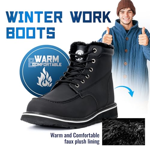 ANGRYRAM Winter Steel Toe Boots for Men Moc Toe Waterproof Work Boots Men's Comfortable Steel Toe Wedge Safety Boots Lightweight Indestructable Construction Boots2