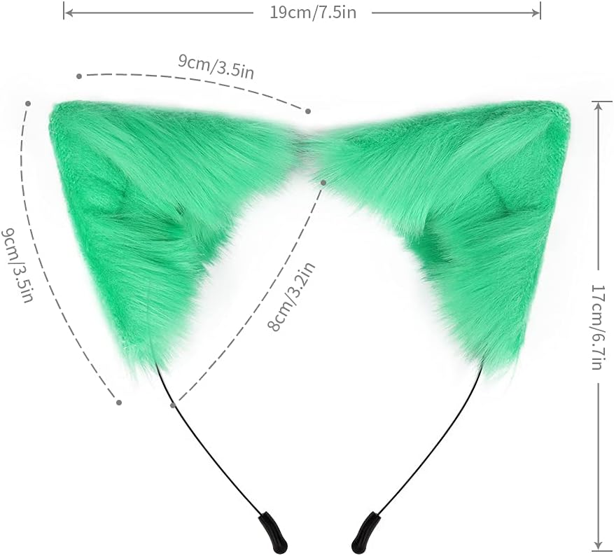 COSYEARS Handmade Fox Wolf Ears Headband and Faux Fur Tail for Halloween Party Costume Accessories image 3