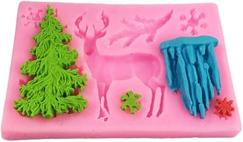 Miniatura 3 de btdeal Molde de silicona para pastel de Navidad, reno, alce, árbol de Navidad, copo de nieve, fondant, molde de chocolate, molde para pasteles de