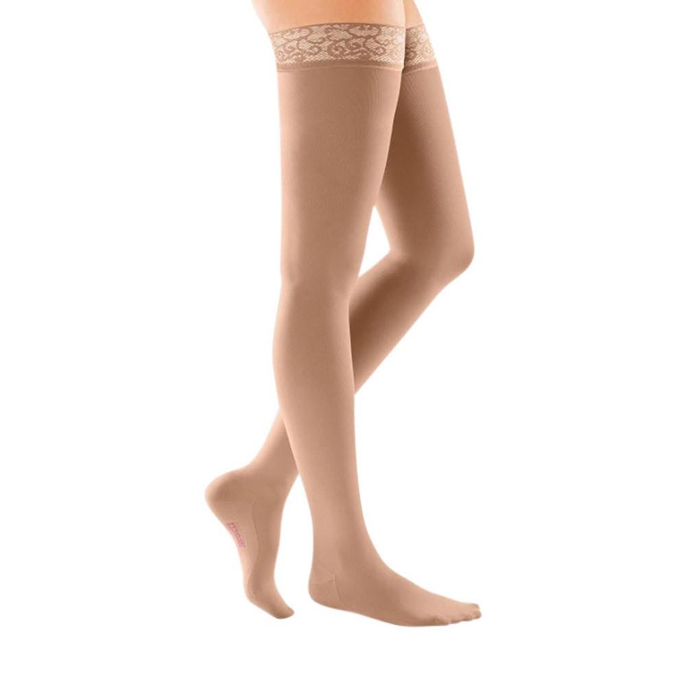 mediven comfort for women, 15-20 mmHg, Thigh High Compression Stockings w/ Lace Top-Band, Closed Toe