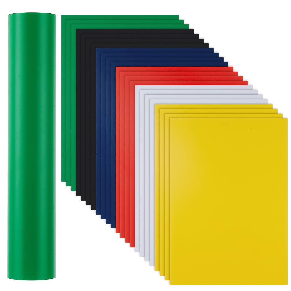 BENECREAT 24 Fogli in PVC Flessibile A4 in 6 Colori, Fogli In Plastica Traslucida 30x21 cm per Lavori Fai Da Te, Finestre e Cornici