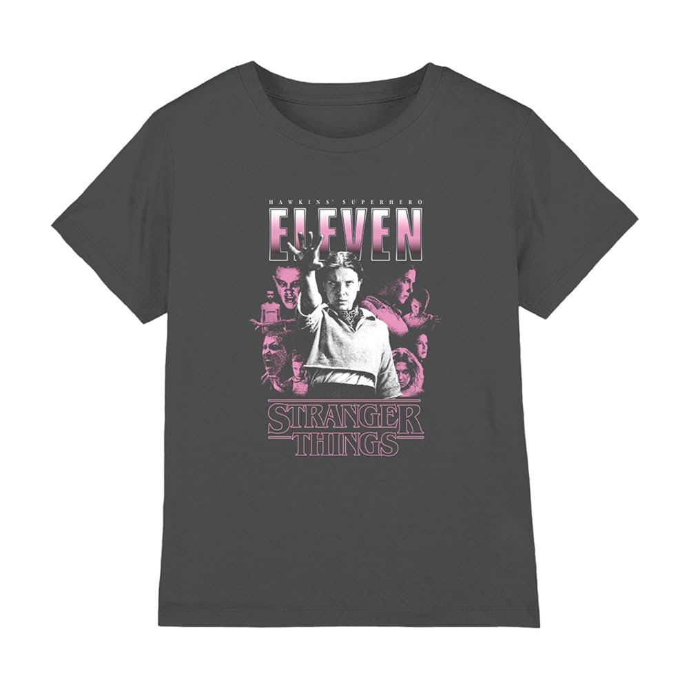 Stranger Things Eleven Poster Kids T Shirt, Charcoal, 12-13