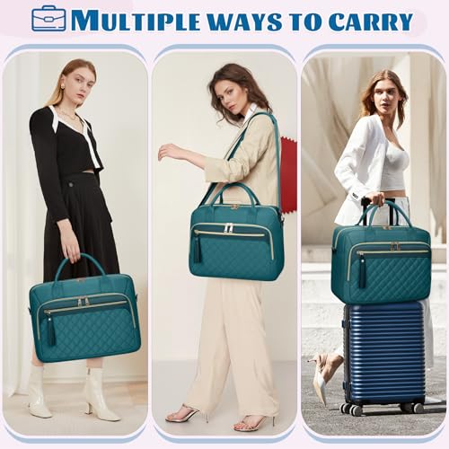 Image of RAINSMORE Laptop Bag 17.3 Inch Briefcase for Women Waterproof Computer Messenger Shoulder Bags Large Laptop Case for Work Business Office Travel College, Dark Green