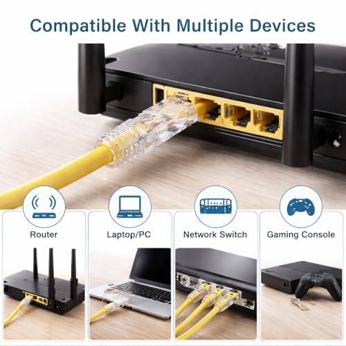Image of RJ45 Cat6 Pass Through Connectors with Strain Relief Boots | Gold Plated Ethernet Crimp Plug for LAN Cable | Easy Termination UTP Network Connector for Router & Patch Cable (25 Pack)
